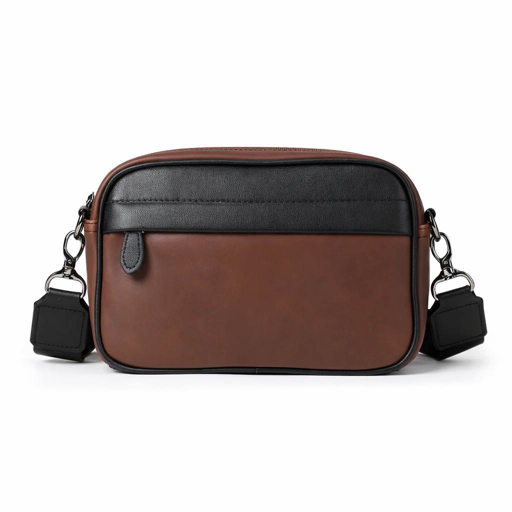 Men's PU Leather Crossbody Bag with Adjustable Strap