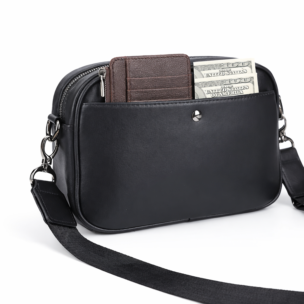 Men's PU Leather Crossbody Bag with Adjustable Strap