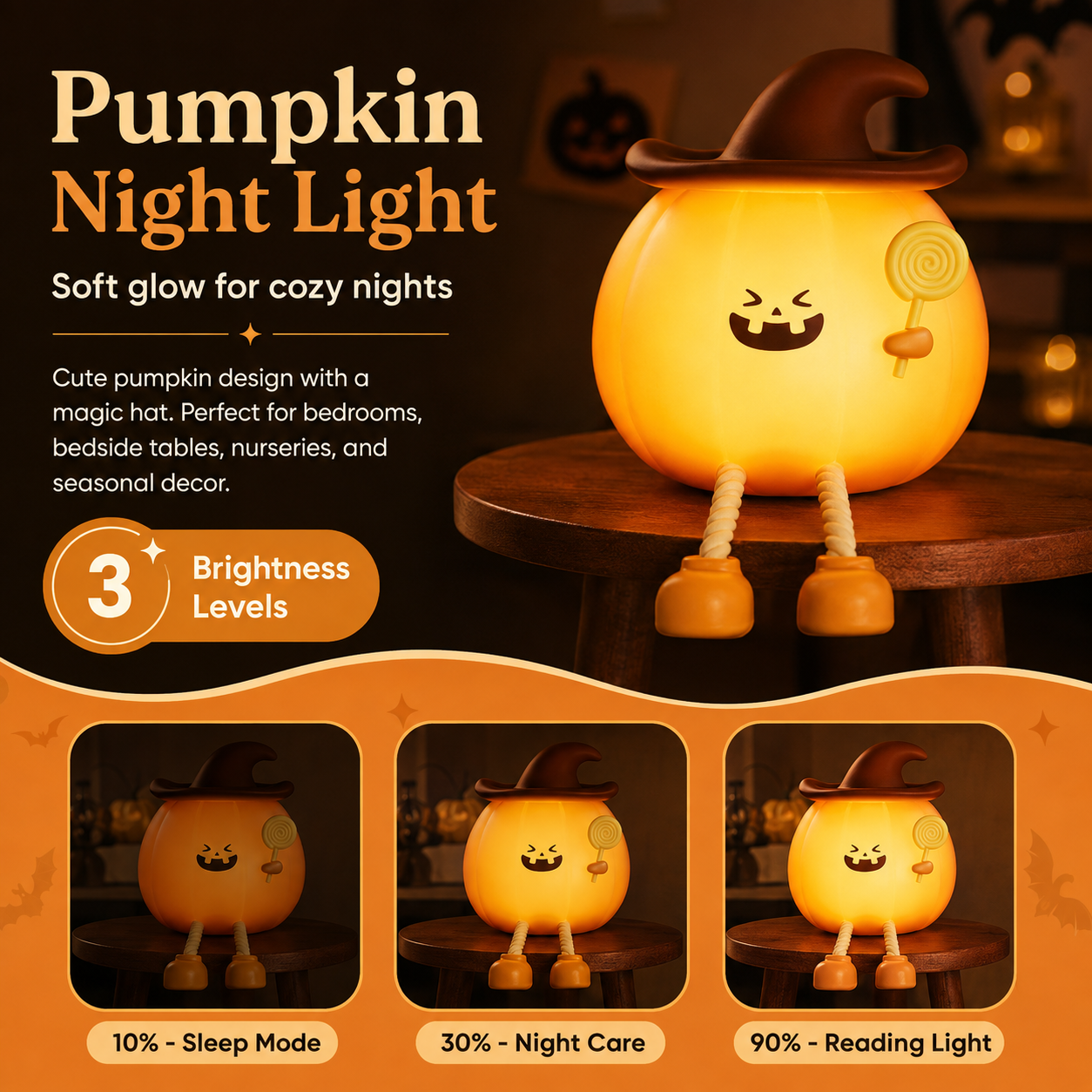 Pumpkin Touch-Control Night Light