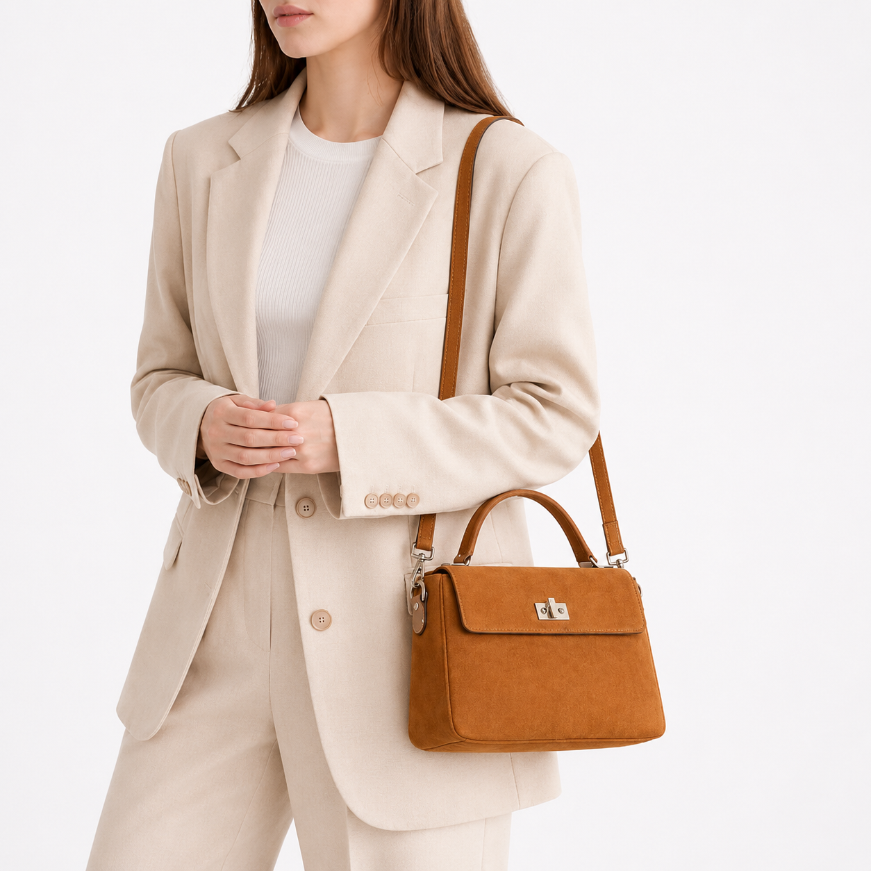 Women’s Suede-Look Messenger Bag