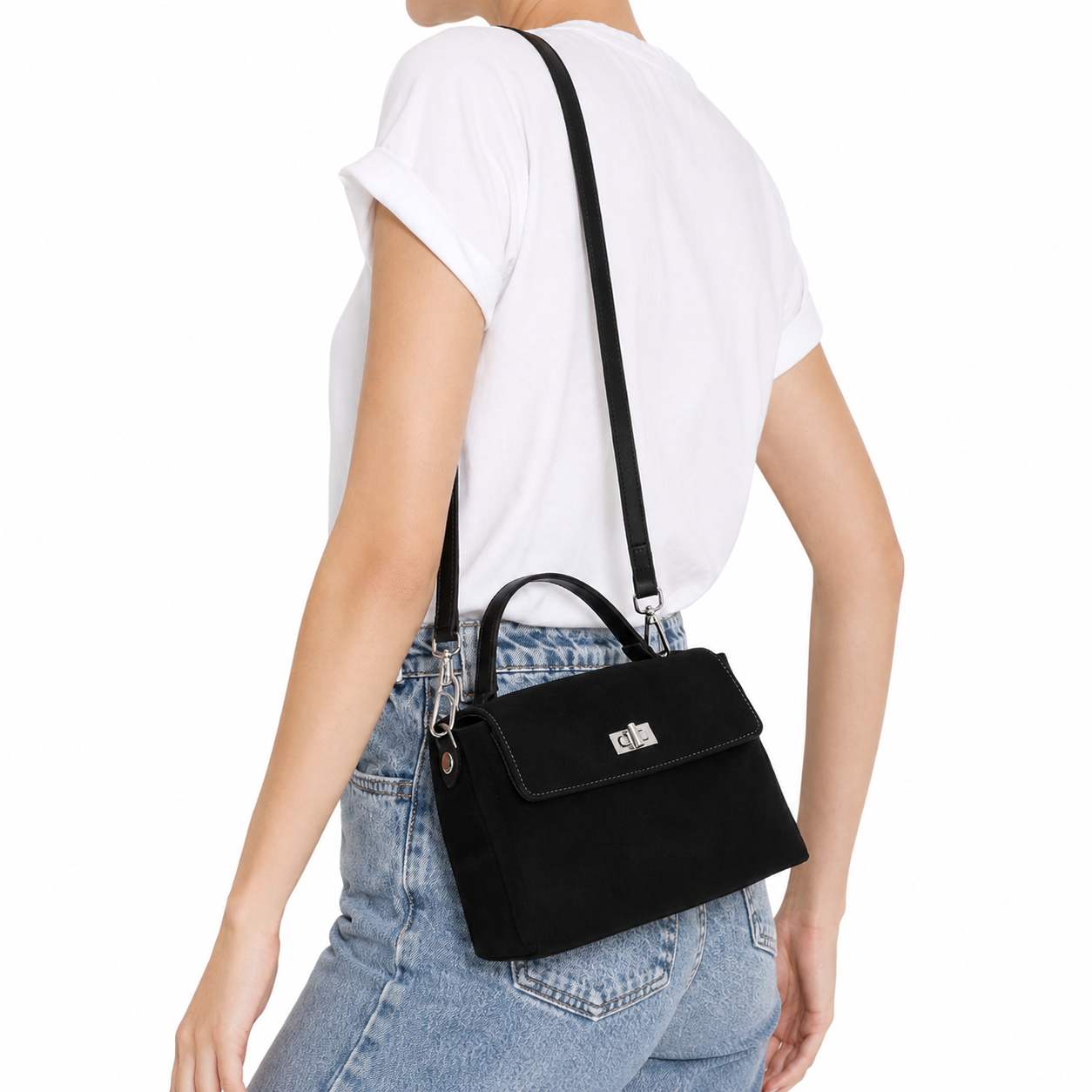 Women’s Suede-Look Messenger Bag