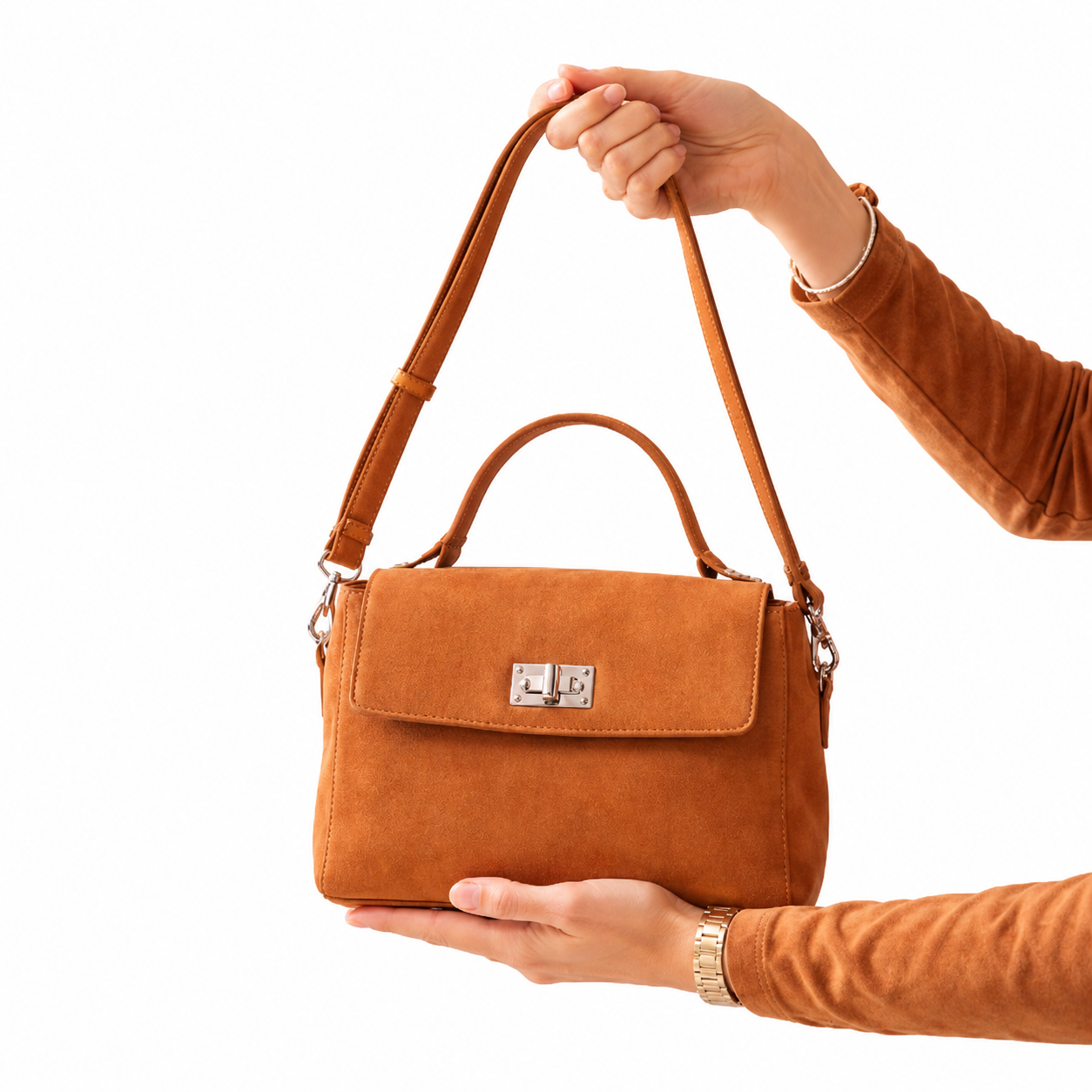 Women’s Suede-Look Messenger Bag