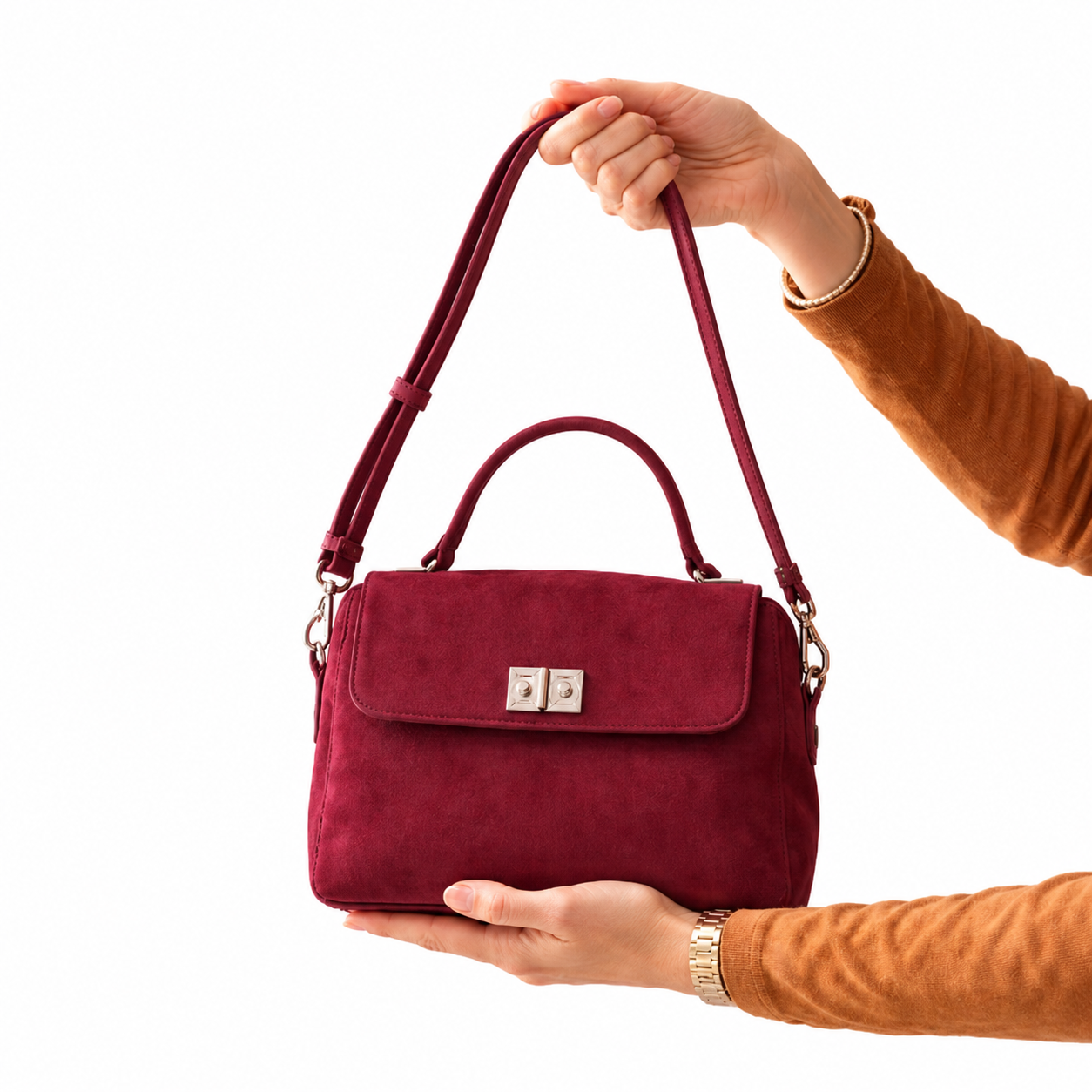 Women’s Suede-Look Messenger Bag