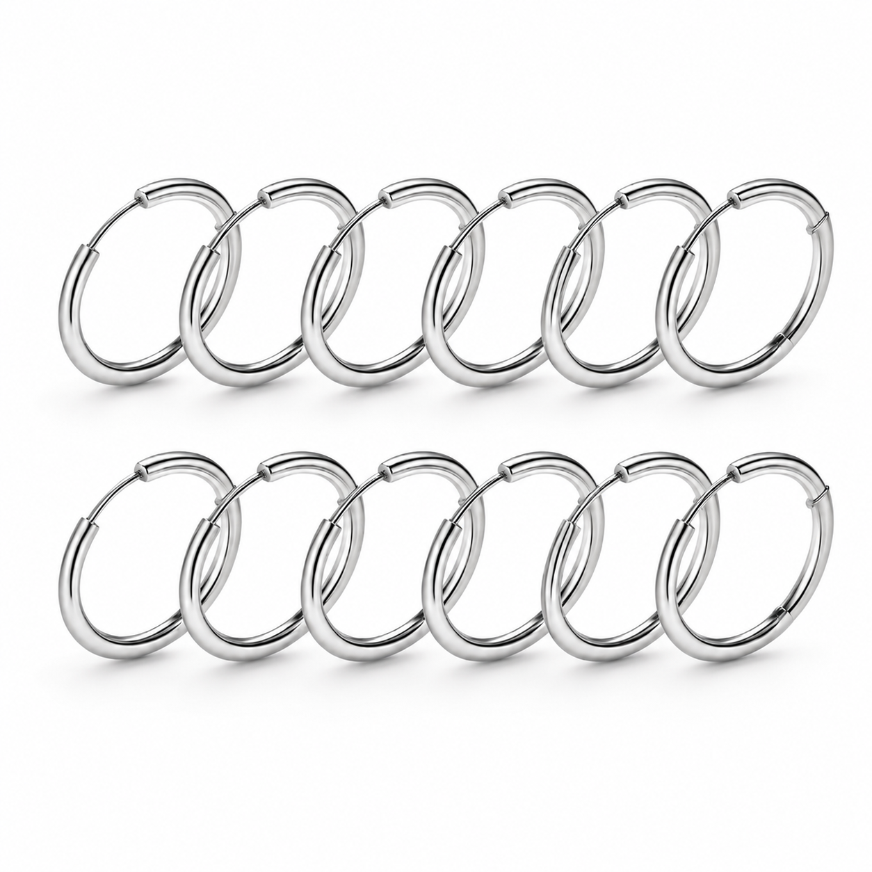 Minimalist Stainless Steel Hoop Earrings Set