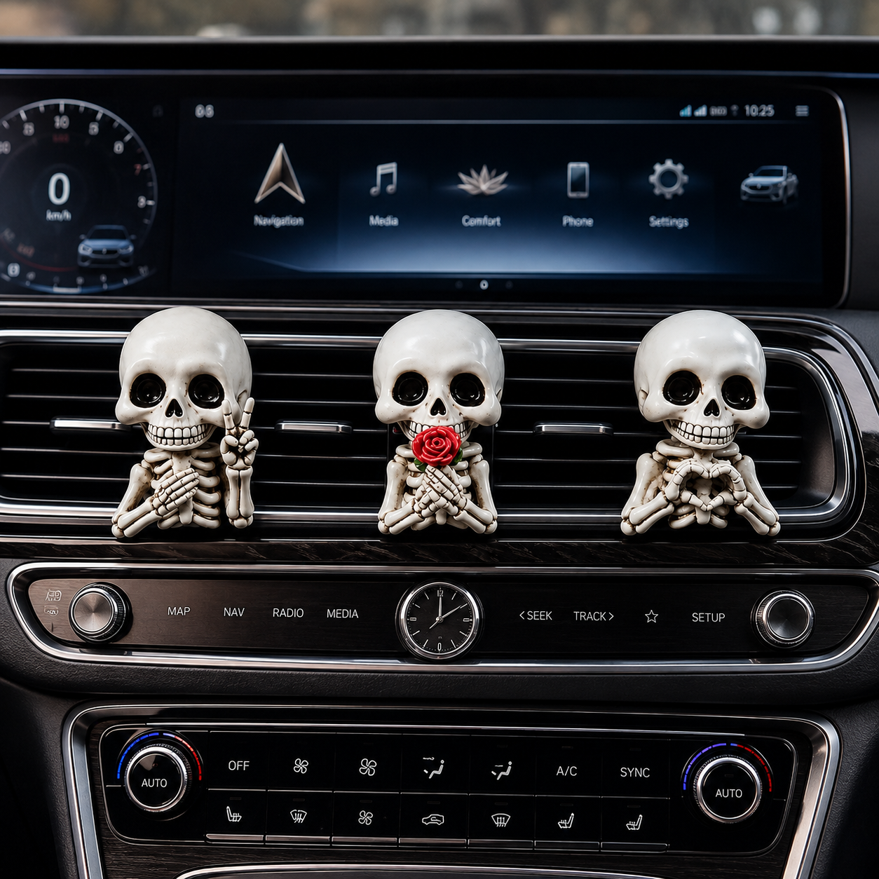 3-Piece Skull Car Air Vent Decor Clips