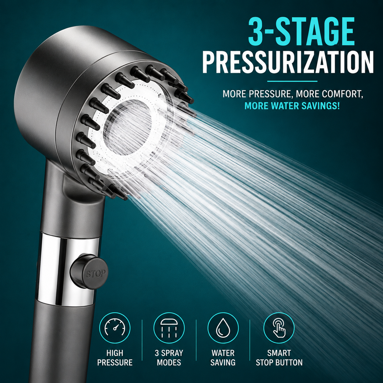 3-Mode Filtered Massage Shower Head