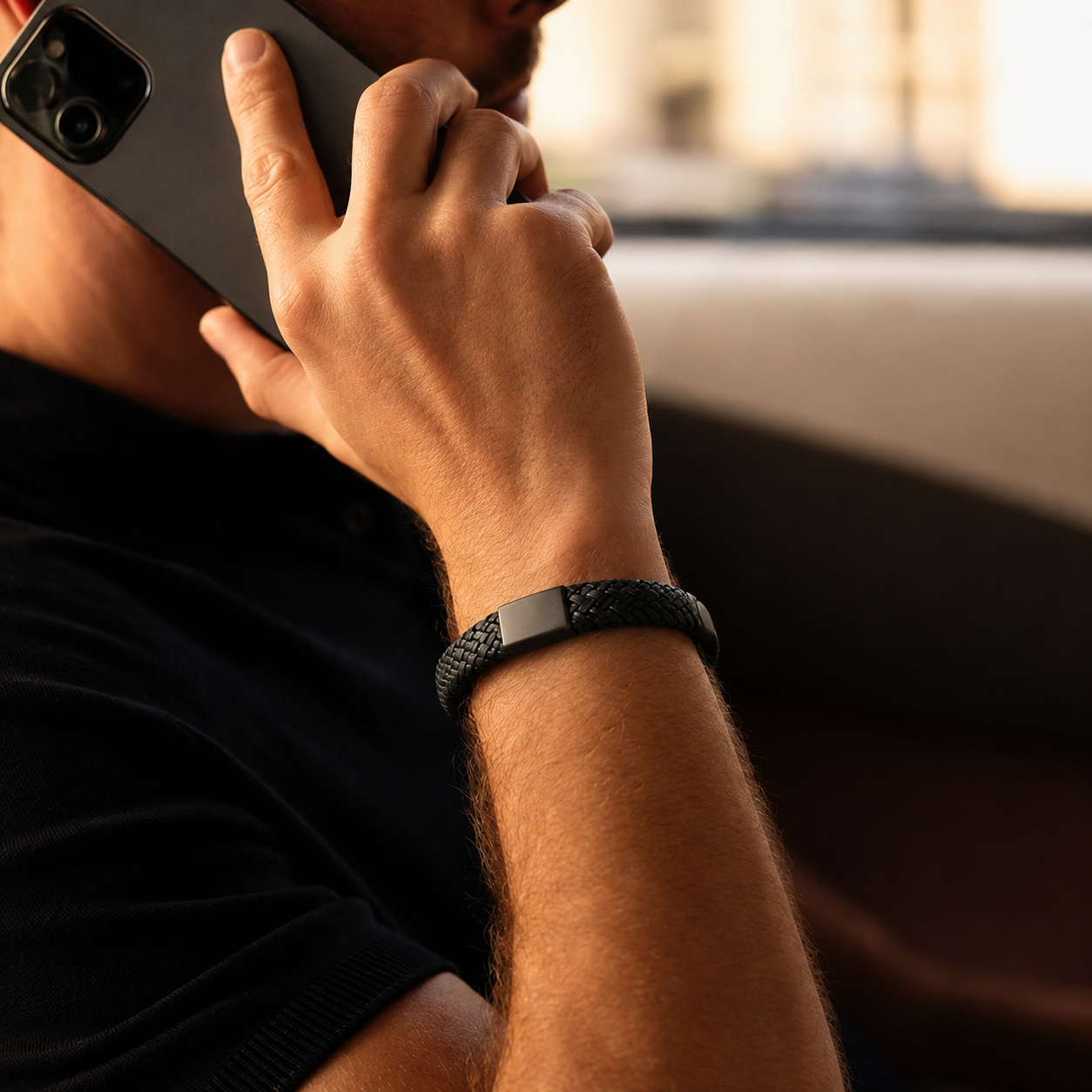 Men’s Black PU Leather Bracelet