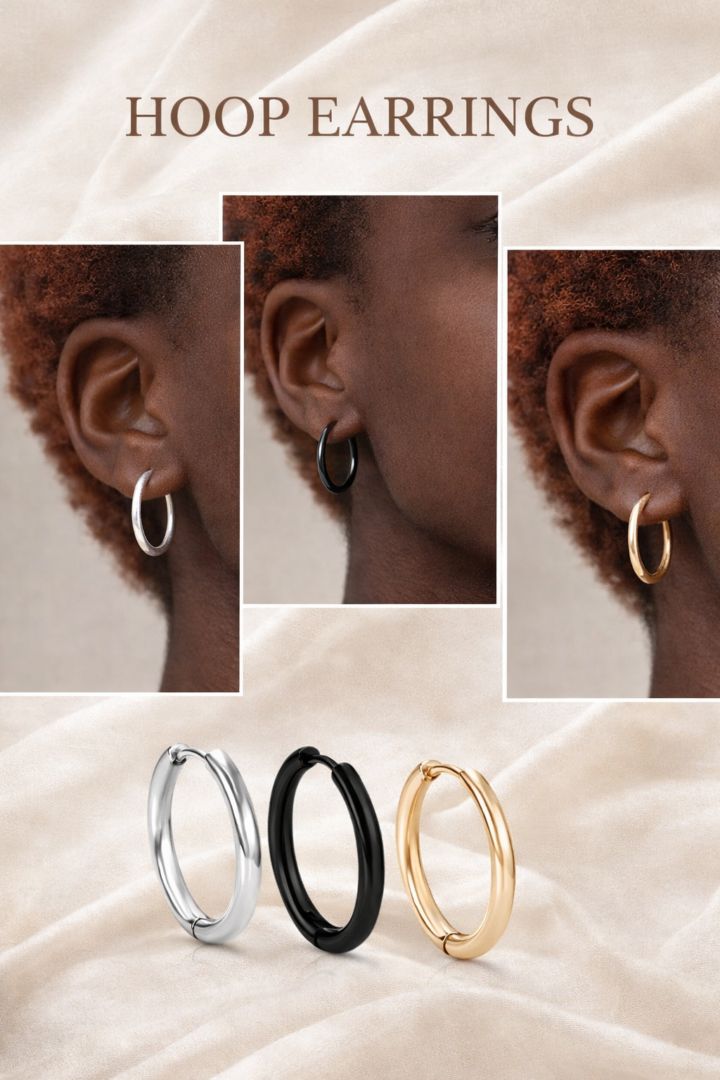 316L Stainless Steel Hoop Earrings Set — Minimalist Unisex Jewelry