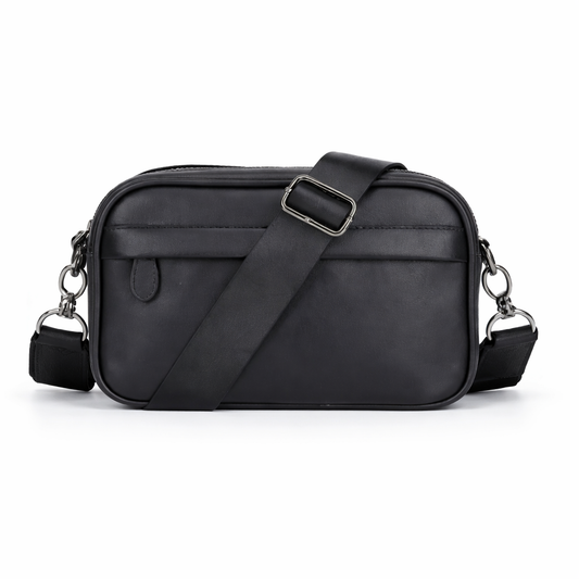 Men's PU Leather Crossbody Bag with Adjustable Strap
