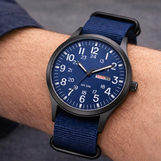 Easy Read 24H Quartz Field Watch with Nylon Strap
